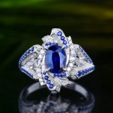 14k Gold 1.92 Ctw Natural Sapphire & Diamond Ring