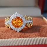 14k Gold 2.23 Ctw Natural Partschinite & Diamond Ring