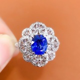 14k Gold 2.1 Ct Vivid Blue Natural Sapphire & Diamond & Sapphire Ring/pendant
