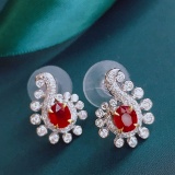 14k Gold 1.7 Ctw Natural Ruby & Diamond Earrings