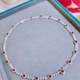14k Gold 8.4 Ctw Natural Ruby & Diamond Necklace
