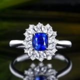 14k Gold 1.07 Ctw Natural Sapphire & Diamond Ring