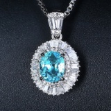 14k Gold 1.05 Ctw Natural Paraiba Tourmaline & Diamond Pendant