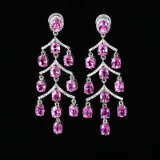 14k Gold 7.56 Ctw Natural Sapphire & Diamond Earrings