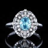 14k Gold 1.45 Ctw Natural Paraiba Tourmaline & Diamond Ring