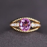14k Gold 1.24 Ctw Natural Spinel & Diamond Ring