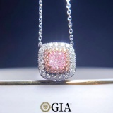 Gia Certified 14k Gold 0.78 Ctw Natural Pink Diamond & Diamond Necklace