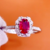 14k Gold 1 Ct Vivid Red Natural Ruby & Diamond Ring