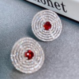 14k Gold 2.18 Ctw Natural Ruby & Diamond Earrings