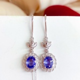 14k Gold 2.4 Ct Natural Sapphire & Diamond Earrings