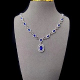 14k Gold 6.94 Ctw Natural Sapphire & Diamond Necklace