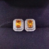14k Gold 1.84 Ctw Natural Sapphire & Diamond Earrings