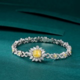 14k Gold 4.12 Ctw Natural Yellow Diamond & Diamond Bracelet