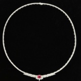 14k Gold 3.80 Ctw Natural Ruby & Diamond Necklace