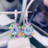 14k Gold 5.6 Ct Natural Aquamarine & Diamond Earrings