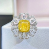 14k Gold 1.86 Ctw Natural Yellow Diamond & Diamond Ring