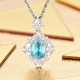 14k Gold 1.76 Ctw Natural Paraiba Tourmaline & Diamond Pendant