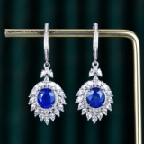 14k Gold 4.77 Ctw Natural Sapphire & Diamond Earrings