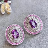 14k Gold 3.3 Ctw Natural Sapphire & Diamond Earrings