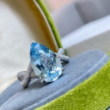 14k Gold 5.25 Ctw Natural Aquamarine & Diamond Ring