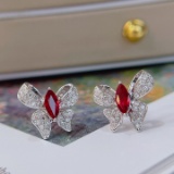 14k Gold 1.06 Ctw Natural Ruby & Diamond Earrings