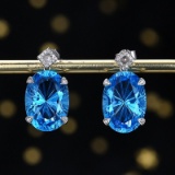 14k Gold 12.86 Ctw Natural Topaz & Diamond Earrings