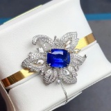 14k Gold 6.32 Ctw Heated Sapphire & Diamond Brooch/pendant