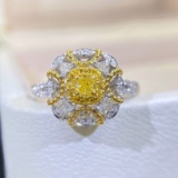 14k Gold 0.45 Ctw Natural Yellow Diamond & Diamond Ring