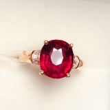 14k Gold 4 Ct Natural Tourmaline & Diamond Ring