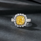 14k Gold 1.98 Ctw Natural Yellow Diamond & Diamond Ring