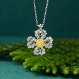 14k Gold 0.69 Ctw Natural Yellow Diamond & Diamond Pendant