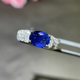 14k Gold 2.33 Ctw Vivid Blue Natural Sapphire & Diamond Ring