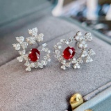 14k Gold 1.8 Ctw Natural Ruby & Diamond Earrings