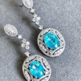 14k Gold 3.4 Ctw Natural Paraiba Tourmaline & Diamond Earrings