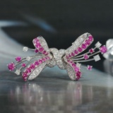 14k Gold 2.60 Ctw Natural Ruby & Diamond Brooch/pendant