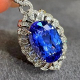 14k Gold 5.3 Ctw Natural Tanzanite & Diamond Pendant