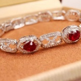 14k Gold 5.85 Ctw Natural Ruby & Diamond Bracelet