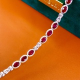 14k Gold 5.01 Ct Vivid Red Natural Ruby & Diamond Bracelet