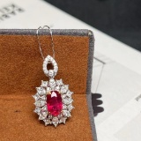 14k Gold 1.80 Ctw Natural Ruby & Diamond Pendant