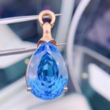 14k Gold 26.91 Ct Natural Topaz & Diamond Pendant