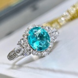 14k Gold 2.8 Ctw Natural Paraiba Tourmaline & Diamond Ring