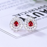 14k Gold 0.61 Ctw Natural Ruby & Diamond Earrings