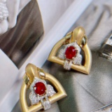 14k Gold 1.7 Ctw Natural Ruby & Diamond Earrings