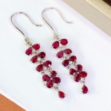14k Gold 4 Ct Vivid Red Natural Ruby & Diamond Earrings