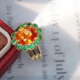14k Gold 2.14 Ct Natural Partschinite & Tsavorite Ring