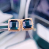 14k Gold 6.5 Ct Natural Tourmaline & Diamond Earrings