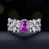 14k Gold 1.16 Ctw Natural Sapphire & Diamond Ring