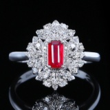 14k Gold 0.42 Ct Natural Ruby & Diamond Ring