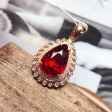 14k Gold 4.88 Ct Natural Tourmaline & Diamond Pendant