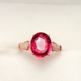 14k Gold 3.01 Ct Natural Tourmaline & Diamond Ring